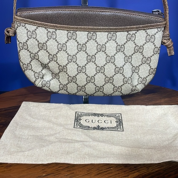 GUCCI GG Supreme Shoulder Bag PVC Beige and Brown with Dustbag - Picture 4 of 6